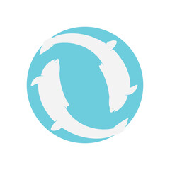 Salmon, fish and fishing, logo template. Underwater world, river and marine life, nature, vector design, illustration