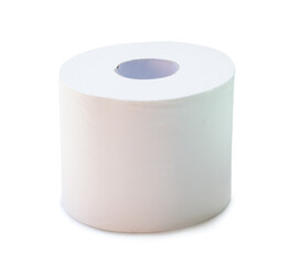 Tissue paper roll prepared for use in toilet or restroom isolated on white background with clipping path