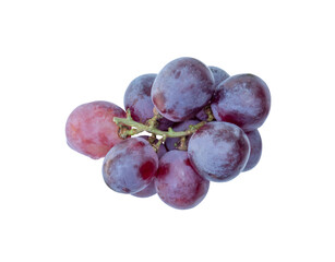 Top view of small bunch of red grapes fruits isolated with clipping path in png file format
