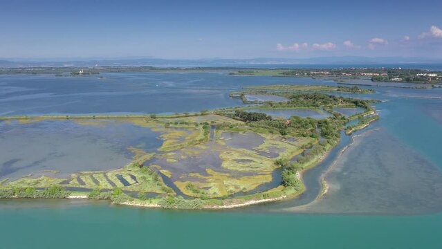 aerial panorama of the beautiful grado's lagoon near to venice