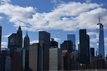 Fototapeta na wymiar View of the buildings from the Brooklyn Bridge in New York.