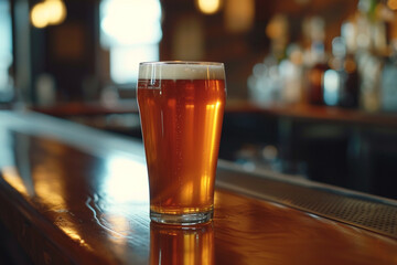 Fototapeta na wymiar Beer in a pub on bar top