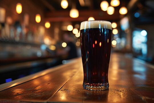 Beer in a pub on bar top