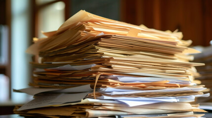 A stack of paperwork and contracts emphasizing the bureaucratic and legal implications of trade policies on grain shipping. - obrazy, fototapety, plakaty