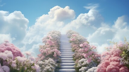 Ascending the Ethereal Heights: Unveiling the Majestic Journey of Staircase to the Clouds – A Surreal Exploration of Nature's Vertical Odyssey
