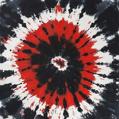 Tie Dye pattern in thin red, black, grey and white. Square resolution.
