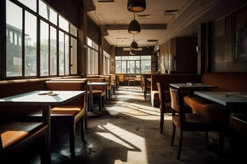 restaurant with vacant tables. Generative AI