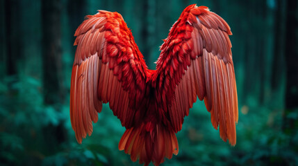 A pair of fiery red wings representing the strength and pion of the angel they belong to always ready for action and protection.