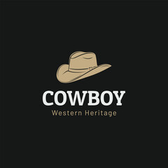 Cowboy hat logo design icon silhouette vector