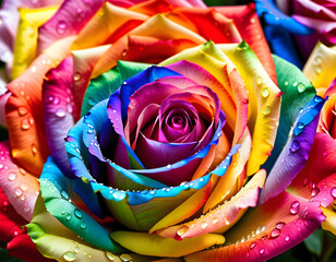 A lot of beautiful rainbow rose flowers all over the place, for a beautiful bright wall background