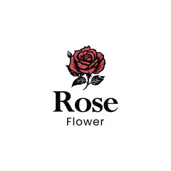 Red rose logo template Vector illustration