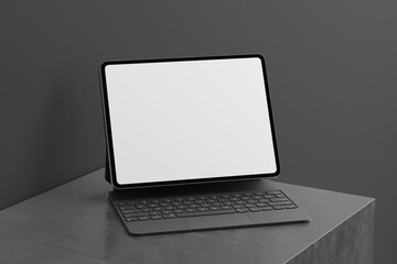 tablet mockup with dark background
