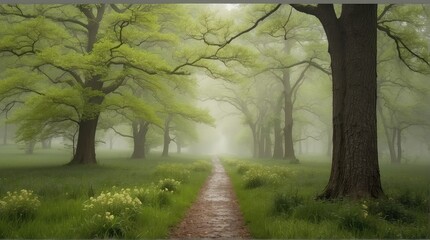 Naklejka premium oak woodland, wedding backdrop, photography backdrop, pathway, forest