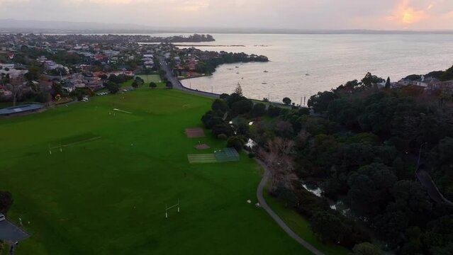 Aerial: Suburb of Herne bay and Point Chevalier, Auckland, New Zealand