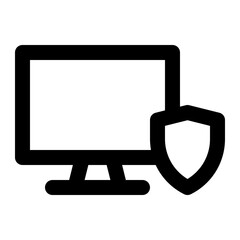 Computer security icon with outline style.