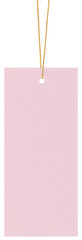 Bright Pink Rectangular Embossed Cardboard Sale Tag, Golden Shiny String, Price Label Badge Background Rectangle, Blank Empty Copy Space, Vertical Hanging Isolated Macro Closeup, Large Detailed - 726024912