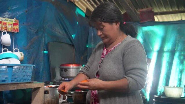Mujer cosinado en cosina natural