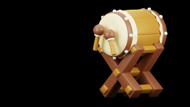 3D Animation Icon Ramadan drum beduk. On black background. 3D illustration. High resolution