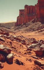 Martian Canyons: Echoes of Red Silence - Landscape Art