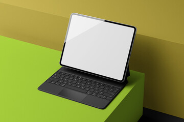 tablet mockup with keyboard and blank screen
