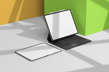 tablet mockup with shadow scene