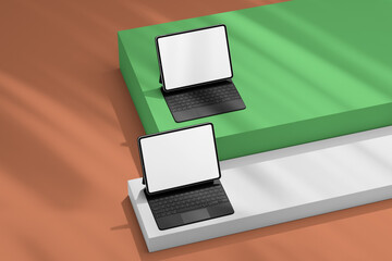3d tablet mockup with shadow background