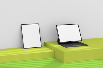 Realistic tablet mockup set with empty screen