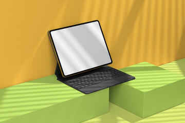 Tablet mockup with shadow background and realistic scene
