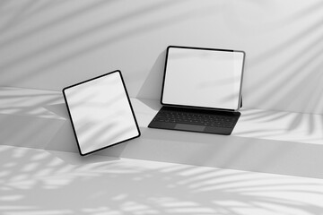 3d Render Tablet mockup with shadow background and realistic scene