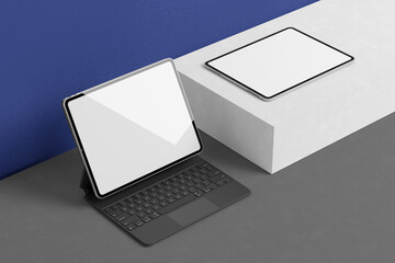 3d tablet mockup with blank screen
