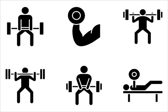 Weightlifter icon set vector sign symbol for design on white background