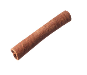 One aromatic cinnamon stick isolated on white