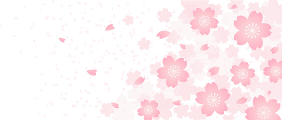 パステルピンクの桜吹雪が舞うサクラの花のベクター背景画像