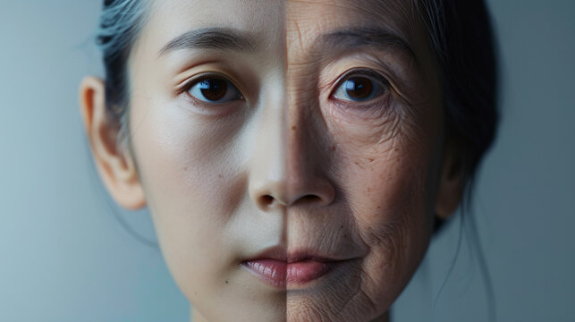 時間を超えた顔：若さと老いの対比