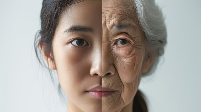 時間を超えた顔：若さと老いの対比