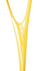 Stretching delicious melted cheese isolated on white