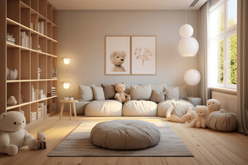 Contemporary Luxury Living: Elegant Interior with Comfortable Furniture, Bright Light, and Stylish Scandinavian Design