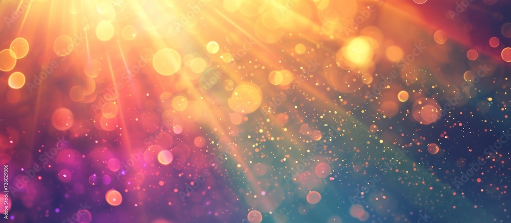 Wall mural abstract background with colorful circular bokeh flare and sun splash.