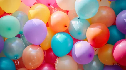 Photo sur Plexiglas Ballon カラフルで楽しいパーティー気分の風船背景