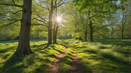 Fototapeta premium oak woodland, wedding backdrop, photography backdrop, pathway, forest