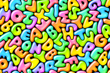 Hand drawn seamless candy alphabet vector pattern - 726030505