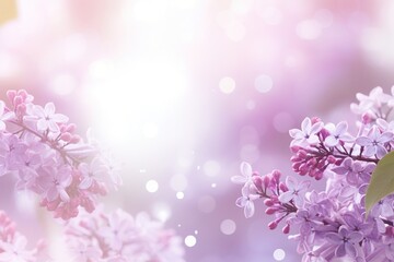 Branch of lilac flowers on bokeh background. Spring nature.