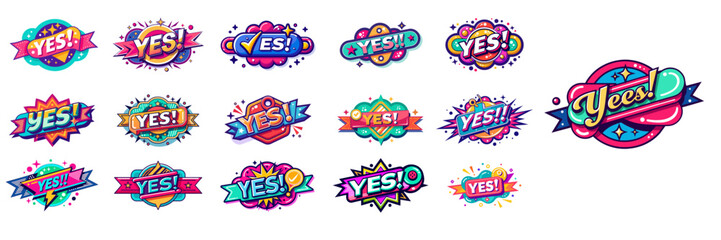 Sticker set with YES written on it.