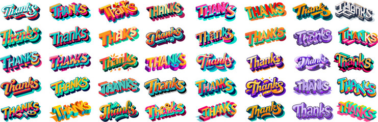 Naklejka premium Sticker style, Colors editable, 3D THANKS text.