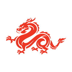 Chinese dragon vector illustration. Dragon silhouette