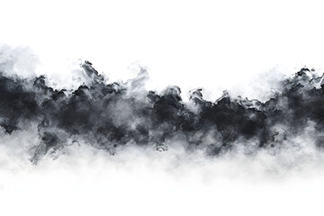 black smoke clouds and white sand on a white background