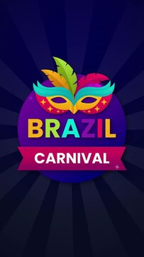 carnival celebration festival animation with feather mask and text for social media post, mask and text animation for carnival poster and event 
