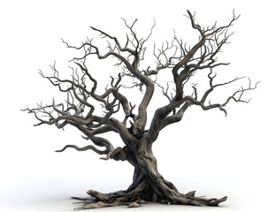 Obraz premium one dead tree on a white background,