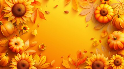 Autumn Harvest and Sunflower Arrangement. Generative ai
