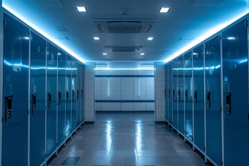 Locker room. Backdrop with selective focus and copy space